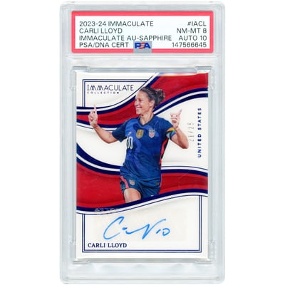 Carli Lloyd USWNT Autographed 2023-24 Panini Immaculate Collection Sapphire #IA-CL #21/25 PSA Authenticated 8/10 Card