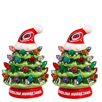 Carolina Hurricanes 2-Pack 4" Ceramic LED Christmas Tree Set