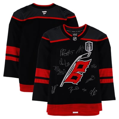 Carolina Hurricanes Autographed Fanatics Authentic 2026 Stanley Cup Champions Black Fanatics Premium Jersey with Multiple Signatures - Limited Edition #99/99