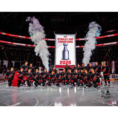 Carolina Hurricanes Unsigned Fanatics Authentic 2026 Stanley Cup Championship Banner Raising Photograph
