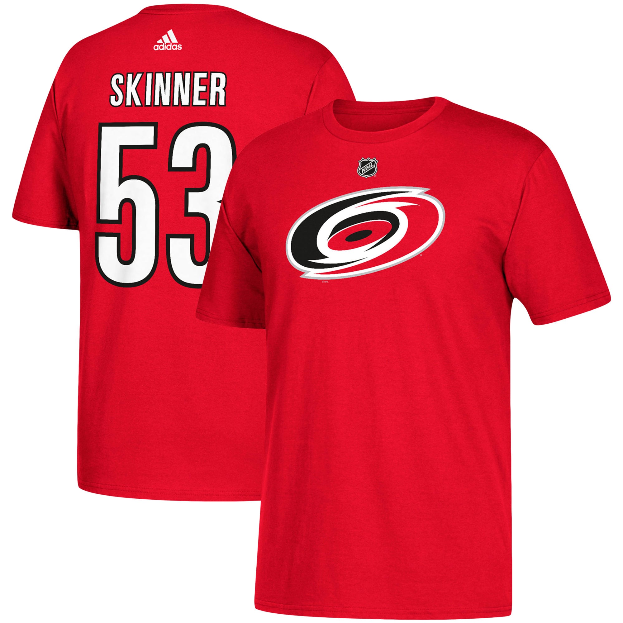 Men's Carolina Hurricanes Jeff Skinner adidas Red Name & Number T