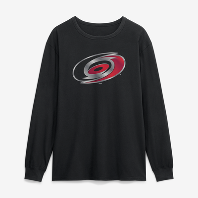Carolina Hurricanes  Metallic Mascot Long Sleeve T-Shirt - Black