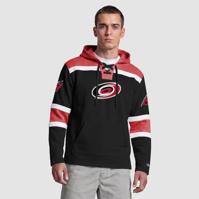  Carolina Hurricanes Champion Lacer Fleece Hockey Hoodie - Black