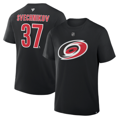 Andrei Svechnikov Carolina Hurricanes Fanatics Authentic Stack Name & Number T-Shirt - Black