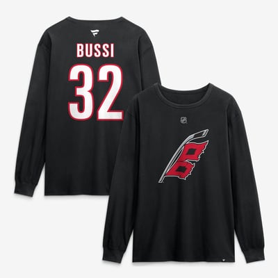 Brandon Bussi Carolina Hurricanes Fanatics Authentic Stack Name & Number Long Sleeve T-Shirt - Black