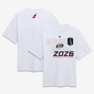 Carolina Hurricanes Fanatics Two-Time Stanley Cup Champions Banner Worthy Heavyweight T-Shirt - White