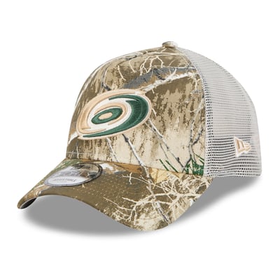 Carolina Hurricanes New Era Real Tree A-Frame 9FORTY Adjustable Trucker Hat - Camo