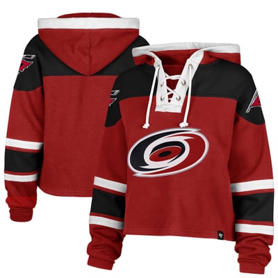  Carolina Hurricanes '47 Women's Cropped Lacer Hoodie - Red