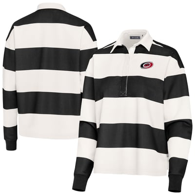 Carolina Hurricanes Antigua Women's Banner Rugby Long Sleeve Polo - Black/Cream