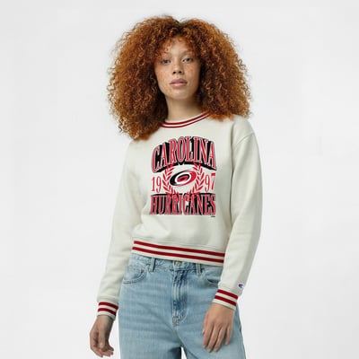  Carolina Hurricanes Champion Women's Bold Laurels Reverse Weave Yarn Sweatshirt - Cream