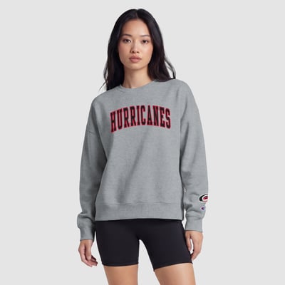  Carolina Hurricanes Champion Women's Applique Crewneck Sweatshirt - Heather Gray