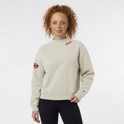  Carolina Hurricanes Champion Women's Collar Script Triumph Tri-Blend Fleece Sweatshirt - Oatmeal