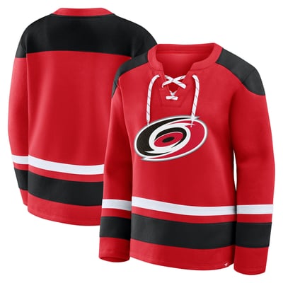  Carolina Hurricanes Fanatics Women's Icing Long Sleeve Lace Up Sweatshirt - Red