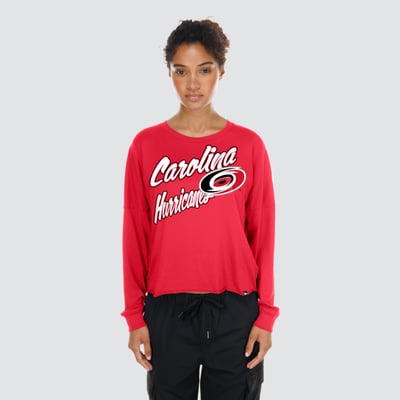  Carolina Hurricanes New Era Women's Oversized Boxy Long Sleeve T-Shirt - Red
