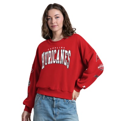 Carolina Hurricanes Starter Women's Fan Catch Applique Sleeve Print Sweatshirt - Red