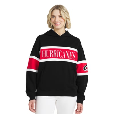  Carolina Hurricanes WEAR by Erin Andrews Women's Colorblock Stripe Hoodie - Black