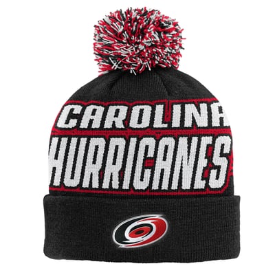 Carolina Hurricanes Outerstuff Youth Cuffed Knit Hat with Pom - Black