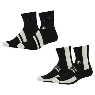 Carolina Panthers Starter  Summit Stripe 2-Pair Pack Quarter Socks - Black
