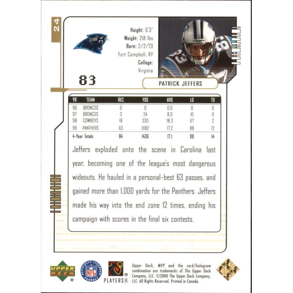 2000 Upper Deck MVP Gold Script #24 Patrick Jeffers