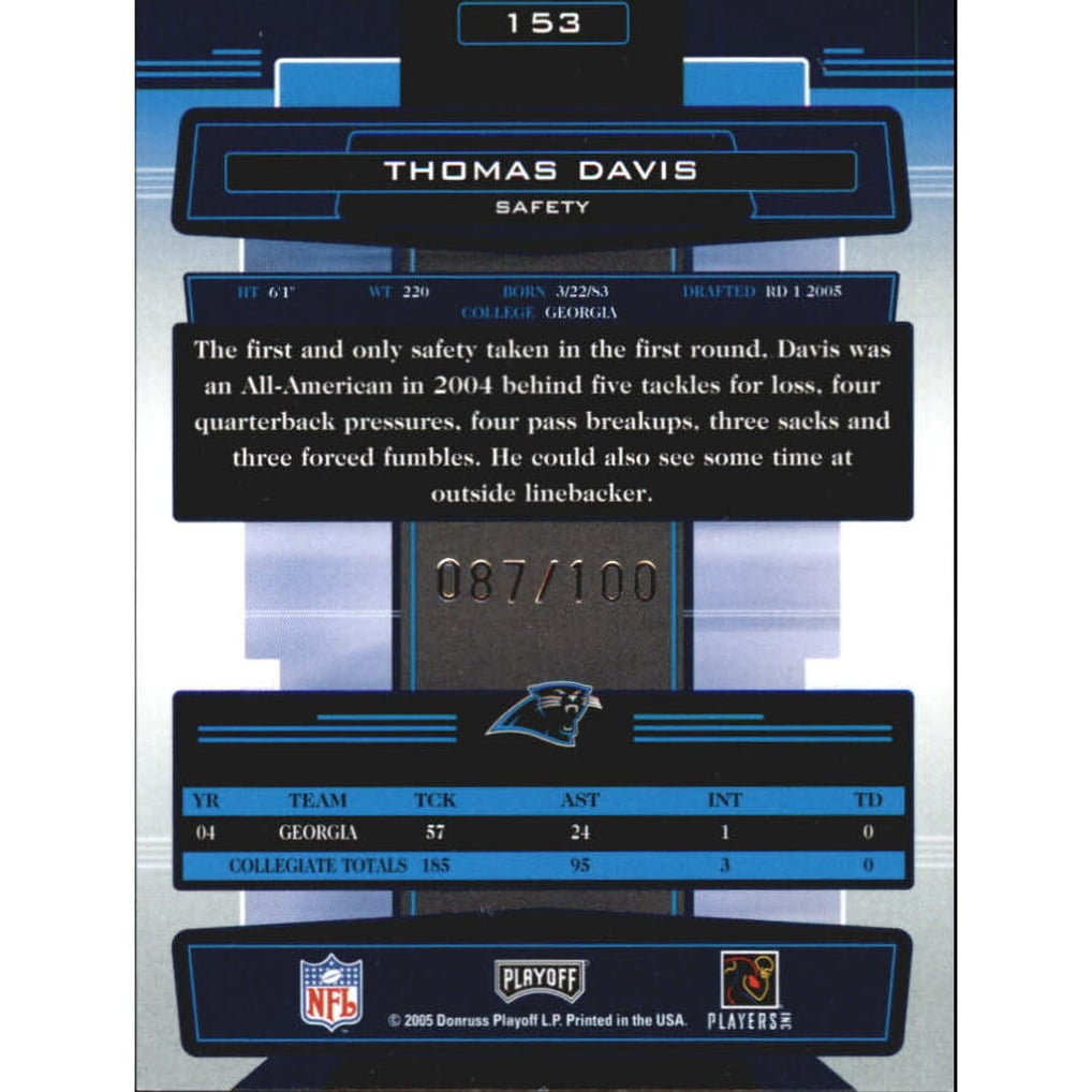 2005 Absolute Memorabilia Spectrum Silver #153 Thomas Davis