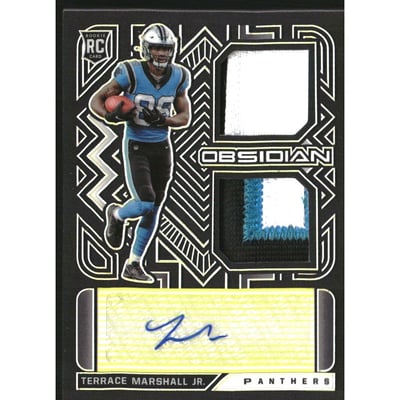 2021 Panini Obsidian Rookie Jersey Ink Electric Etch Yellow #16 Terrace Marshall Jr.