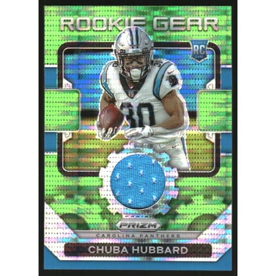 2021 Panini Prizm Rookie Gear Neon Green Pulsar #25 Chuba Hubbard