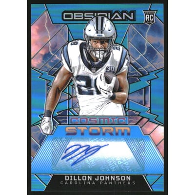 2024 Panini Obsidian Cosmic Storm Signatures Blue #14 Dillon Johnson