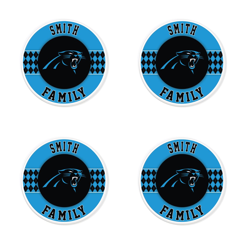 Carolina Panthers 4" Personalized Circular Coasters 4-Pack Set