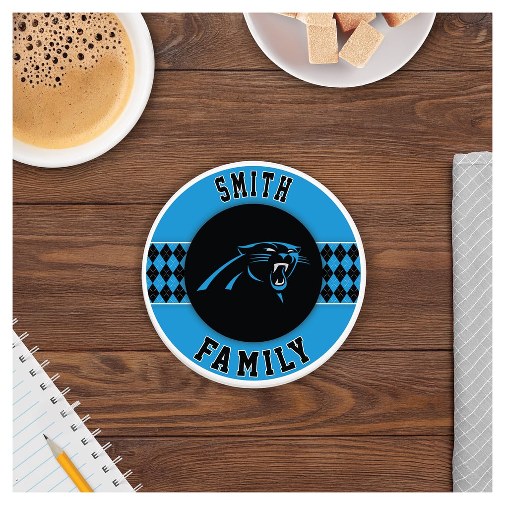Carolina Panthers 4" Personalized Circular Coasters 4-Pack Set