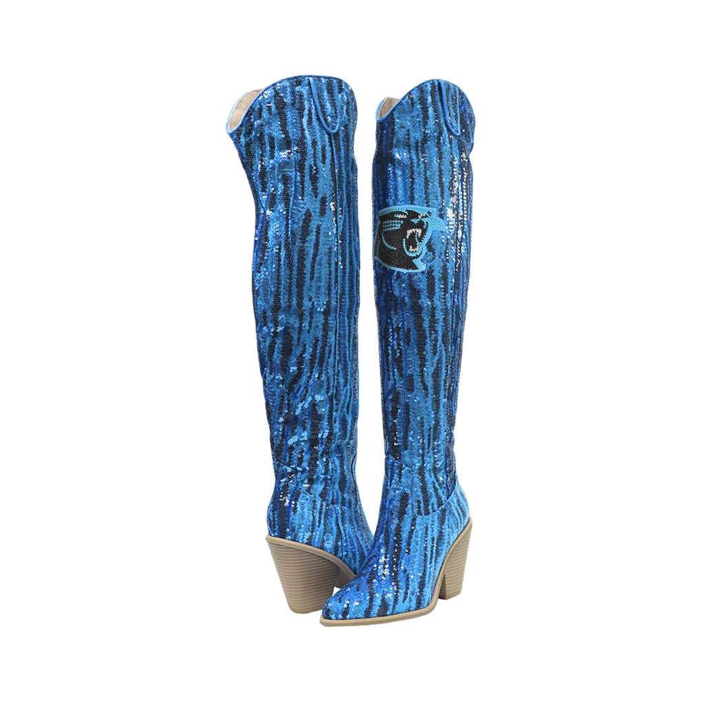 Carolina Panthers Cuce Over-the-Knee Two-Tone Sequin Boots