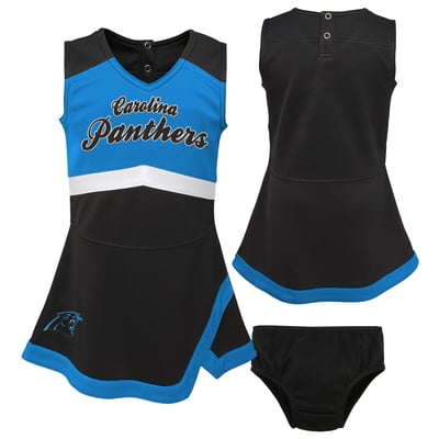 Carolina Panthers Girls Toddler Outerstuff Cheer Captain V-Neck Dress with Bloomers Set - Black