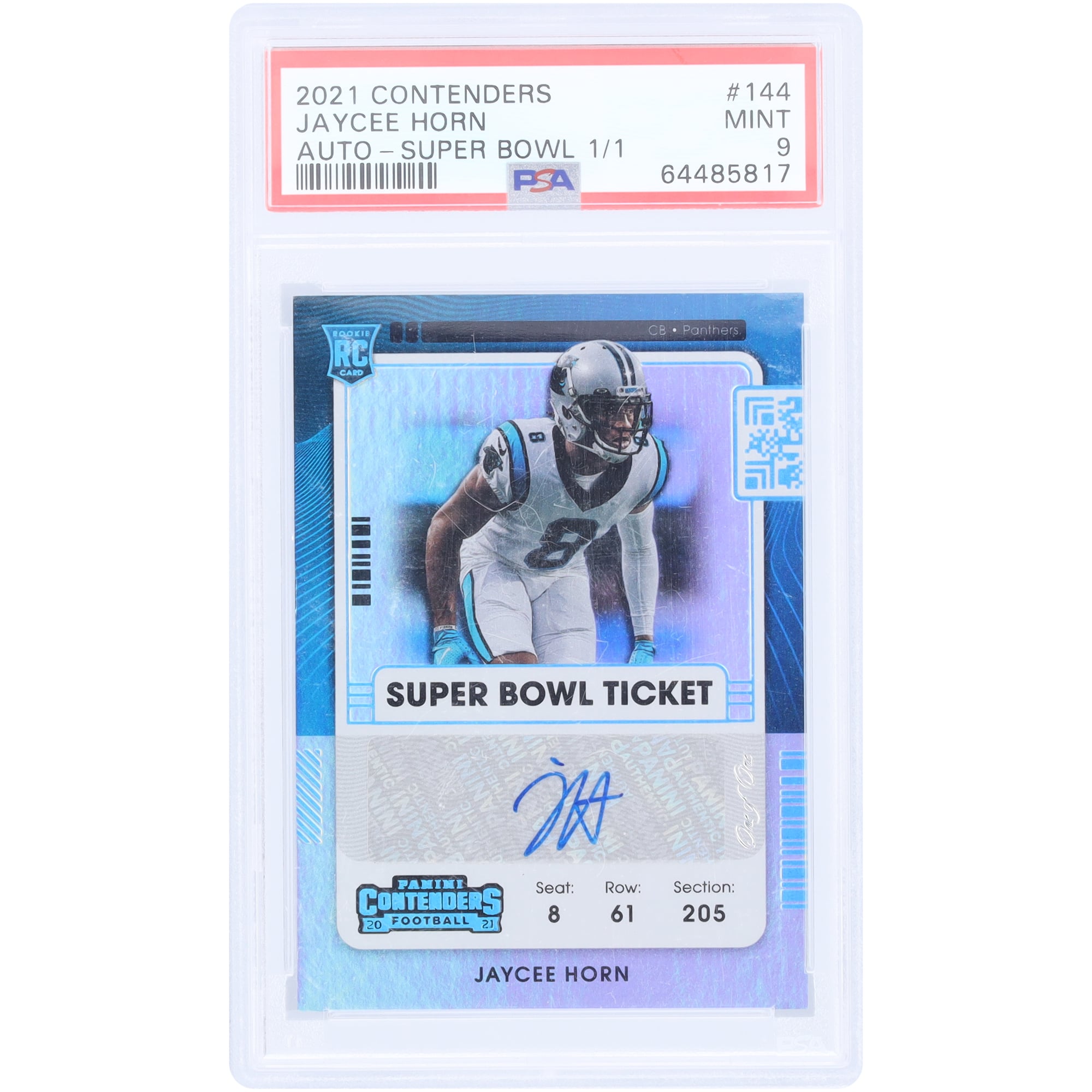 Jaycee Horn Carolina Panthers Autographed 2021 Panini Contenders 