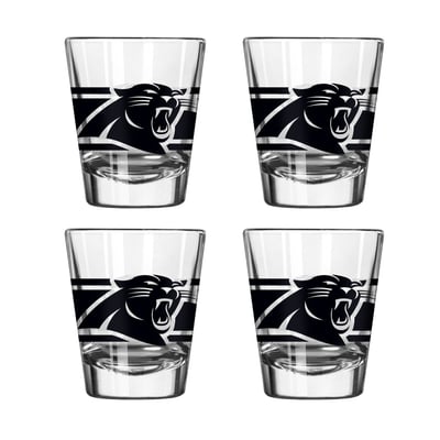 Carolina Panthers Logo Brands Four-Piece Stripe Shot Glass Set