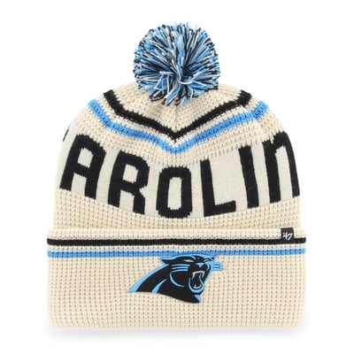  Carolina Panthers '47 Quattrle Cuffed Knit Hat with Pom - Natural