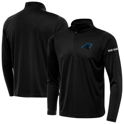 Carolina Panthers Antigua  Personalized Tribute Quarter-Zip Pullover - Black
