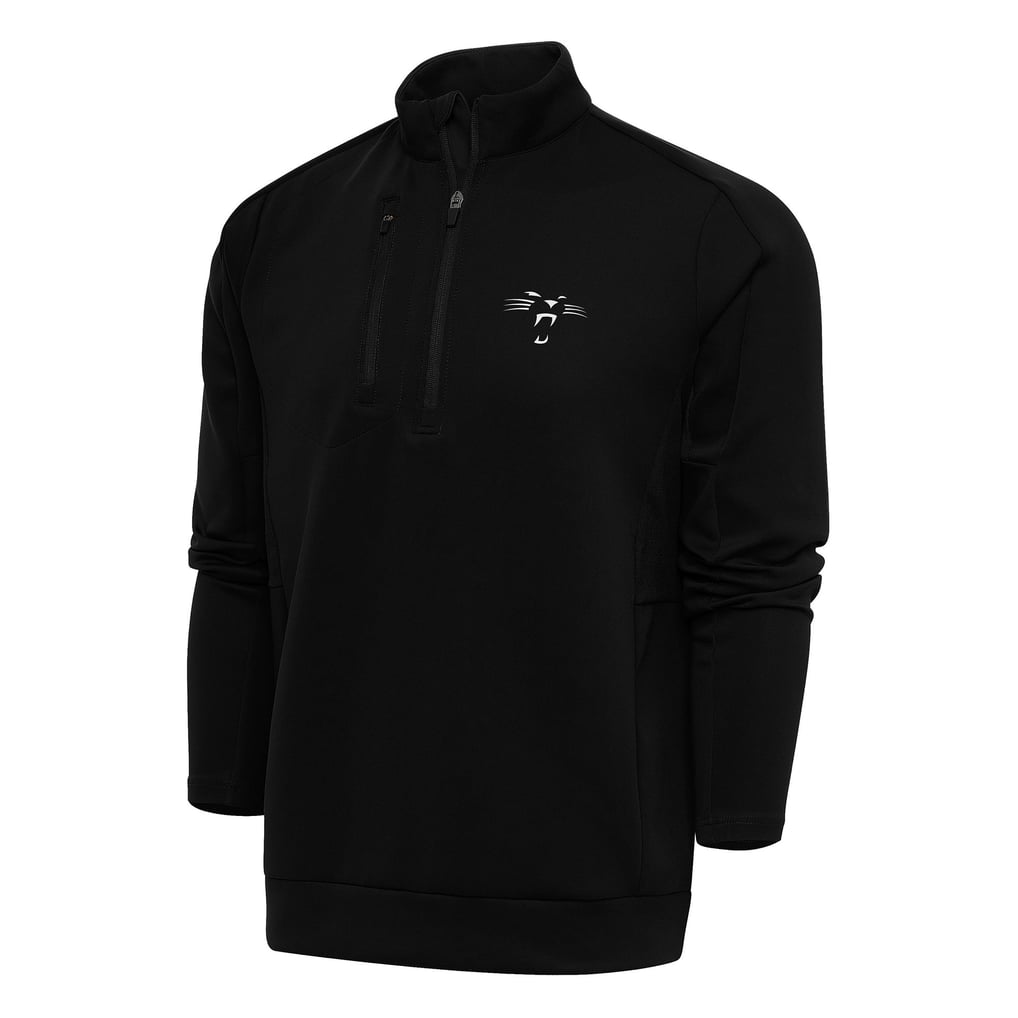 Carolina Panthers Antigua Team Logo Throwback Generation Big & Tall Quarter-Zip Pullover Top - Black