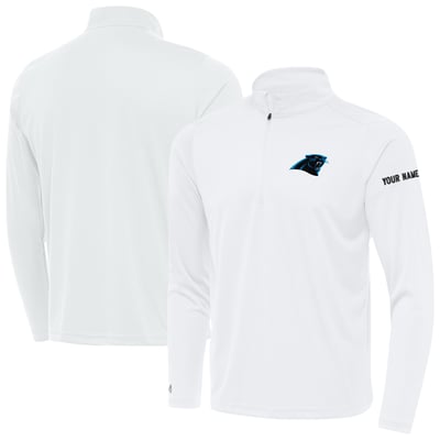 Carolina Panthers Antigua  Personalized Tribute Quarter-Zip Pullover - White
