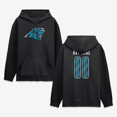 Carolina Panthers  Metallic Mascot Personalized Name & Number Hoodie - Black