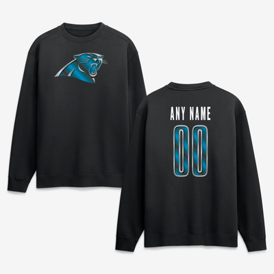 Carolina Panthers  Metallic Mascot Personalized Name & Number Sweatshirt - Black
