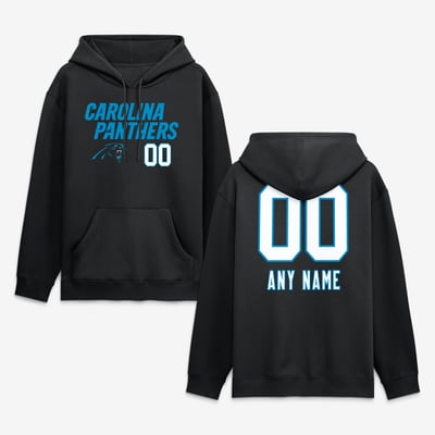 Carolina Panthers  Touchdown Wordmark Personalized Name & Number Hoodie - Black