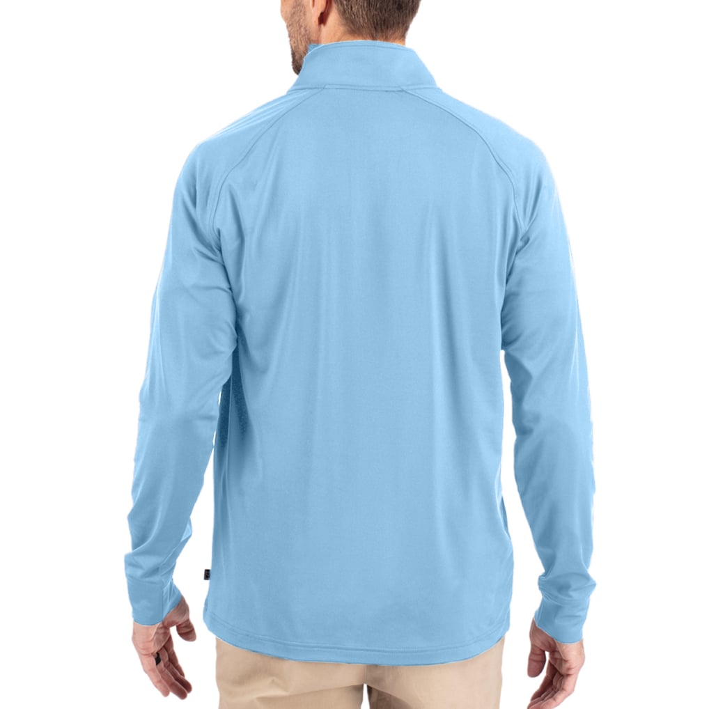 Carolina Panthers Cutter & Buck Adapt Eco Knit Quarter-Zip Pullover Jacket - Blue