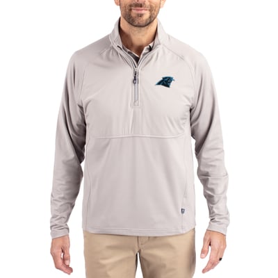 Carolina Panthers Cutter & Buck Adapt Eco Knit Hybrid Recycled Quarter-Zip Raglan Jacket - Gray