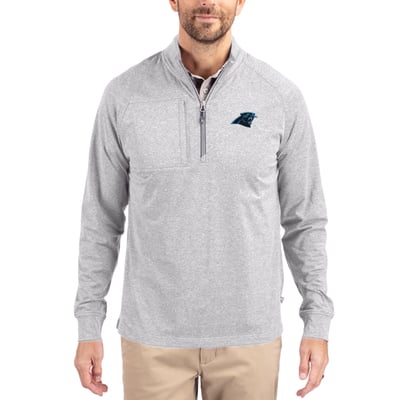 Carolina Panthers Cutter & Buck  Adapt Eco Knit Quarter-Zip Pullover Top - Heather Gray