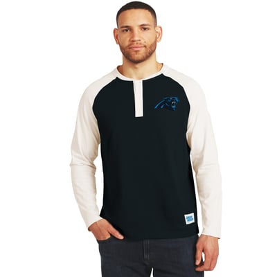 Carolina Panthers Darius Rucker Collection by Fanatics Henley Long Sleeve T-Shirt - Black/Cream