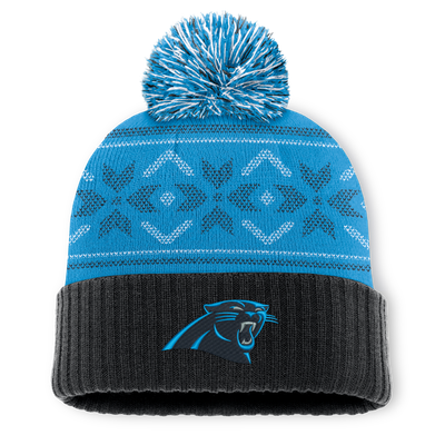 Carolina Panthers Fanatics Snowday Cuffed Knit Hat with Pom - Black/Blue