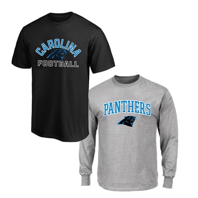  Carolina Panthers Fanatics Big & Tall T-Shirt and Long Sleeve T-Shirt Combo Pack - Black/Gray