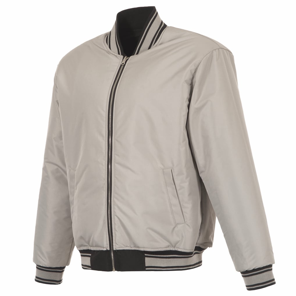  Carolina Panthers JH Design Full-Zip Reversible Flight Jacket - Black/Gray