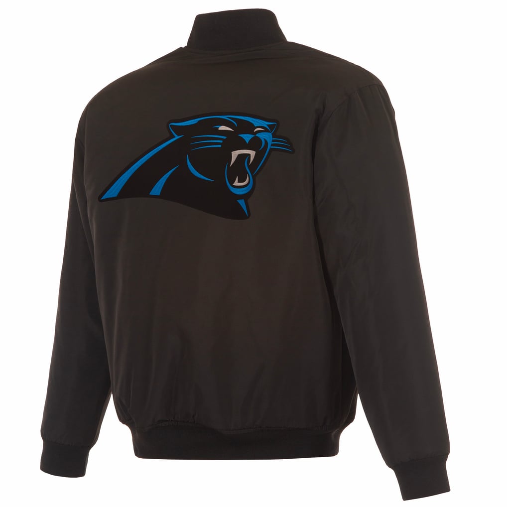  Carolina Panthers JH Design Full-Zip Reversible Flight Jacket - Black/Gray