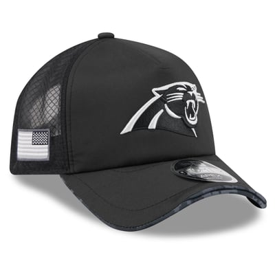 Carolina Panthers New Era 2026 Salute To Service Apex 9FORTY Adjustable Trucker Hat - Black