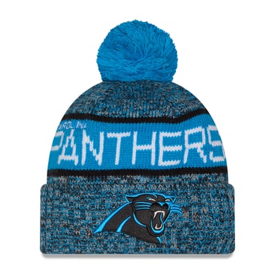 Carolina Panthers New Era Marled Cuffed Knit Hat with Pom - Blue